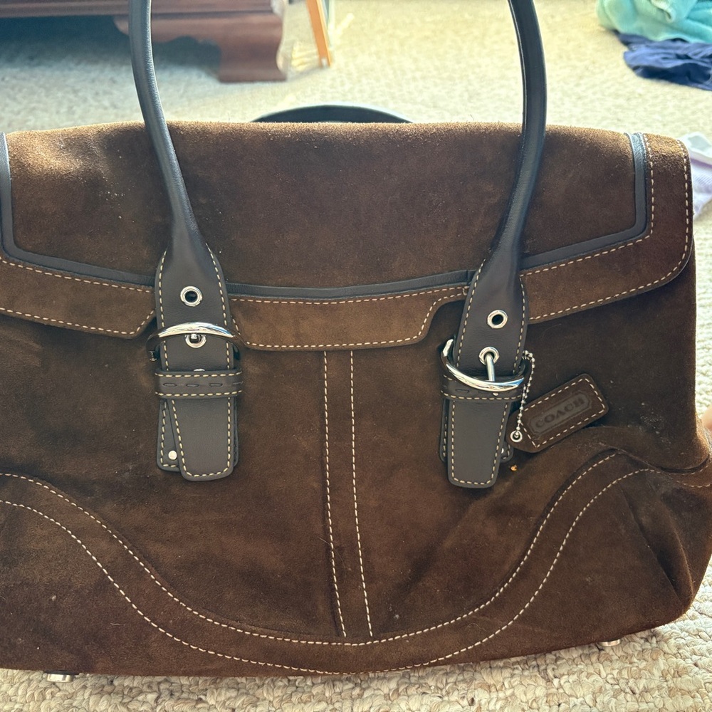 Coach Dark Brown Suede Handbag